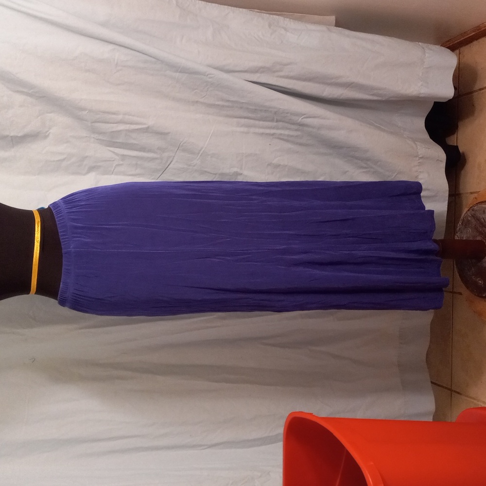 Citiknits 2X Blue Slinky Maxi Skirt Travel Knit - Picture 6 of 10